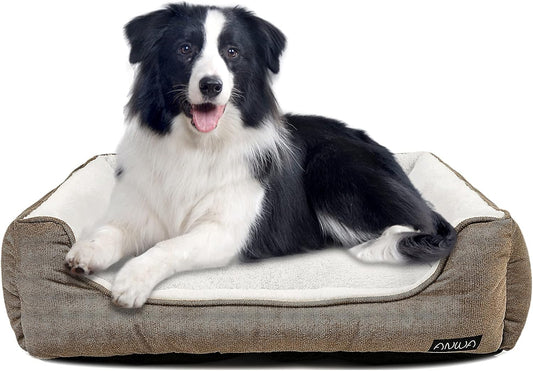 Durable Dog Bed Machine Washable Medium Dog Bed Square, Comfortable Puppy Dog Bed Medium