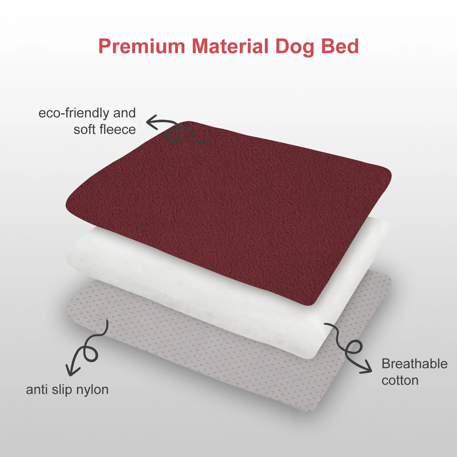 47" Dog Bed Washable Kennel Pad anti Slip Pet Crate Mat Burgundy