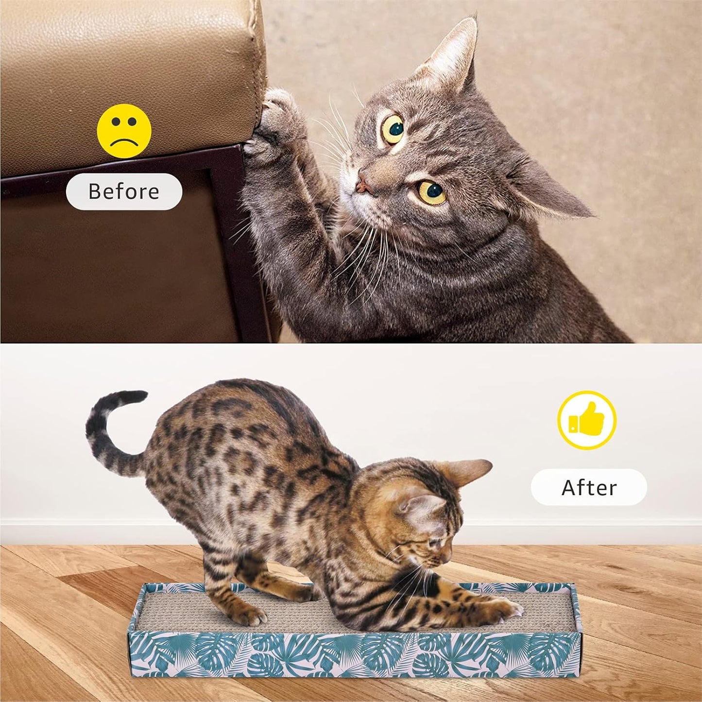 Cat Scratchers for Indoor Cats 3-Pack Cardboard Cat Scratchers with Catnip Reversible Corrugated Cat Scratching Board for Scratch Play & Perch (Wild Animal Series)