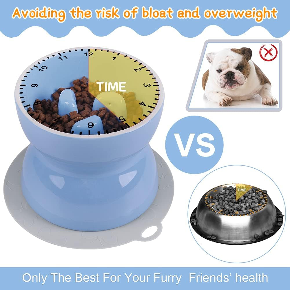 Ceramics Raised Slow Feeder Dog Bowl & Silicone Mat Set, Porcelain Elevated Dog Feeder for Food and Water, Less Regurgitating and Vomiting