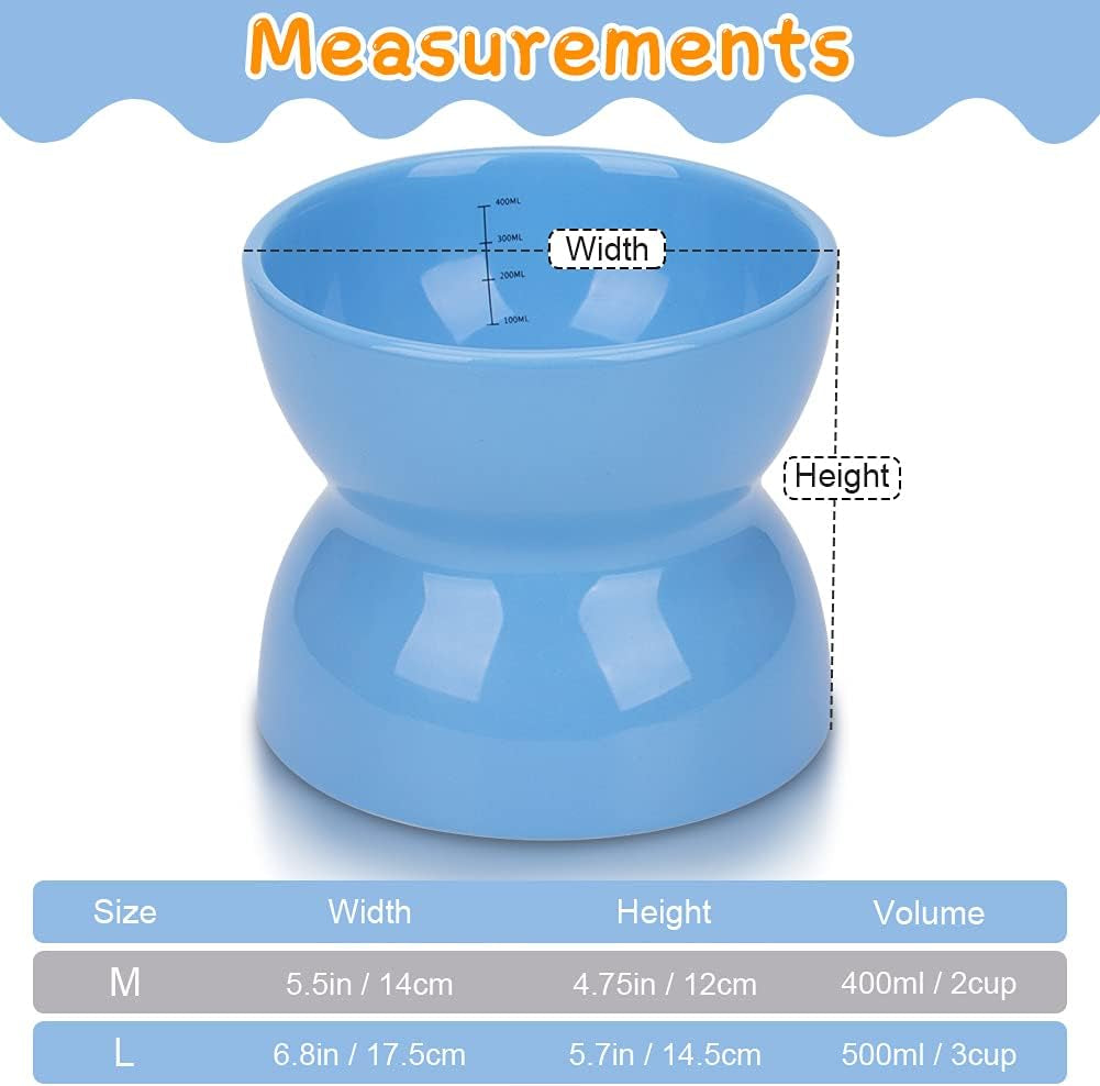 Ceramics Raised Slow Feeder Dog Bowl & Silicone Mat Set, Porcelain Elevated Dog Feeder for Food and Water, Less Regurgitating and Vomiting