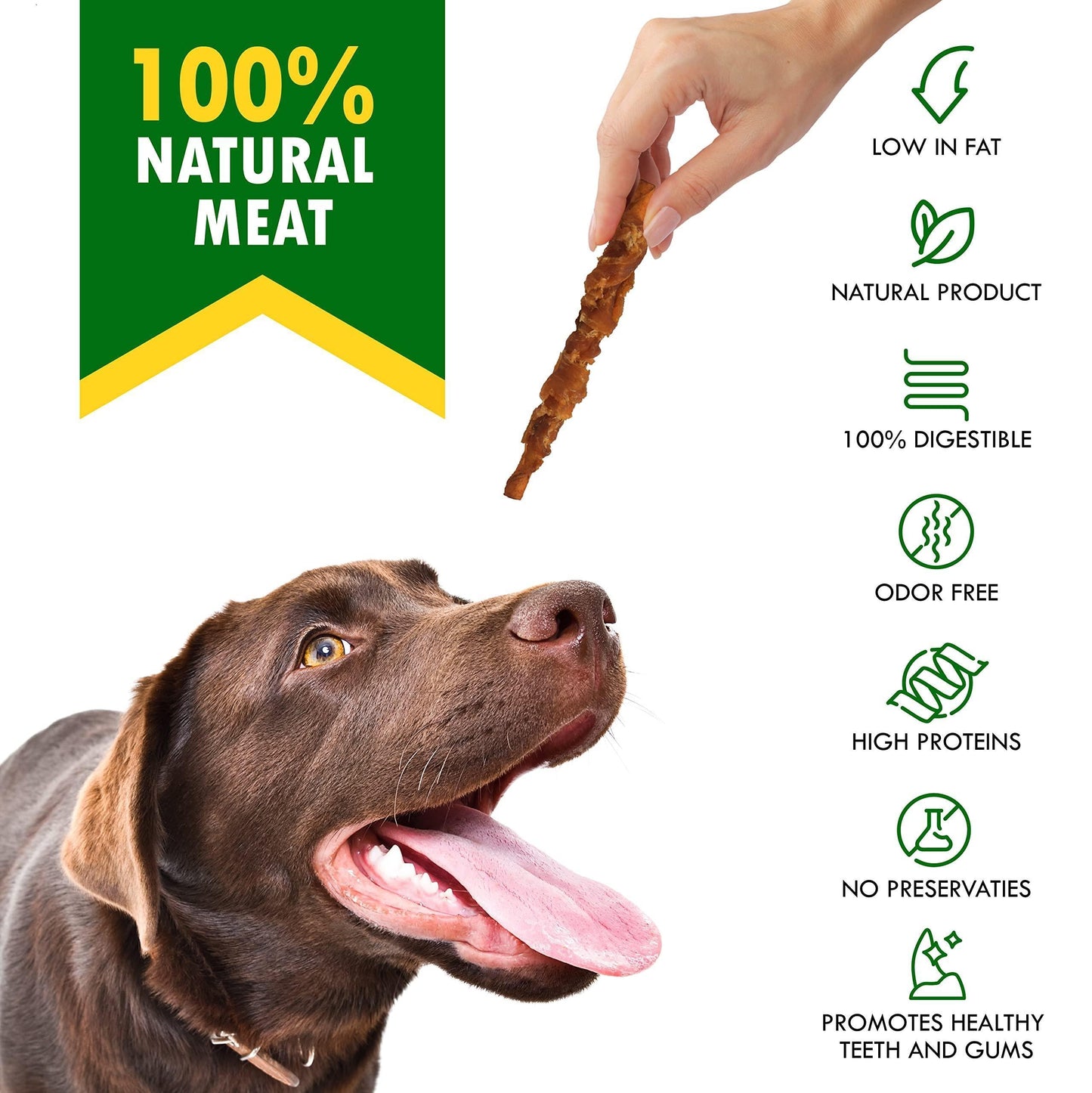 Dog Smoked Rawhide Sticks Wrapped Chicken & Pet Natural Chew Treats Grain