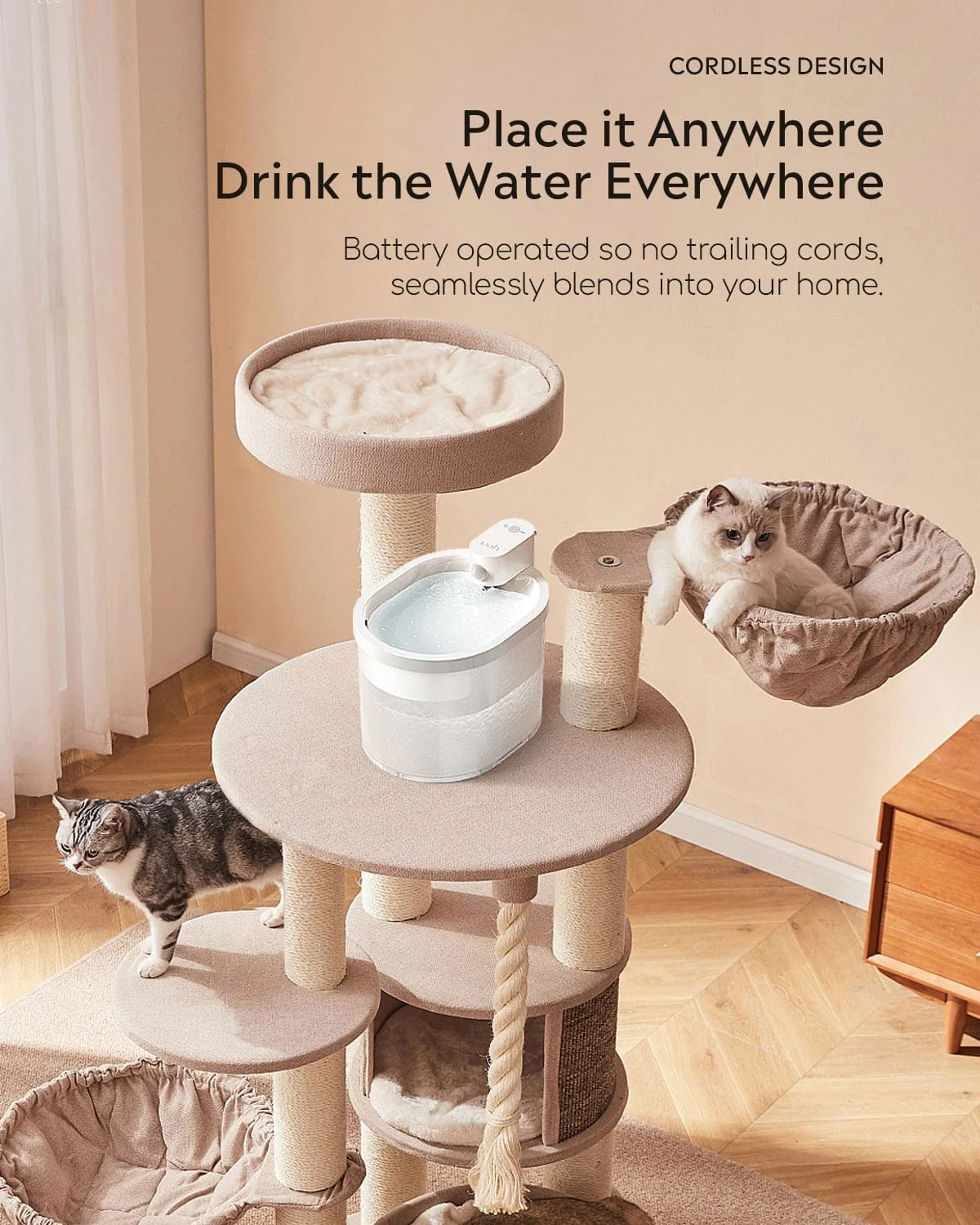 Uah Pet ZERO Wireless and Automatic Cat Water Fountain