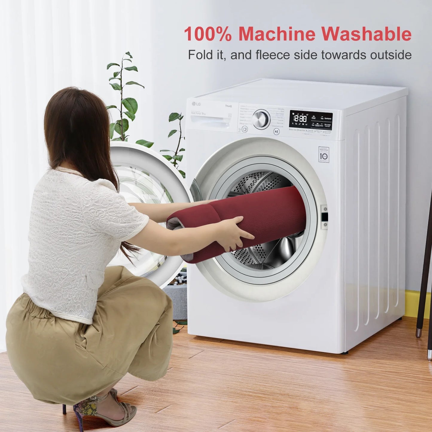 47" Dog Bed Washable Kennel Pad anti Slip Pet Crate Mat Burgundy