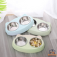 Cat Double Water and Food Bowls. Stainless Steel with Non-Slip Resin Station.