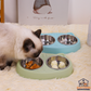 Cat Double Water and Food Bowls. Stainless Steel with Non-Slip Resin Station.