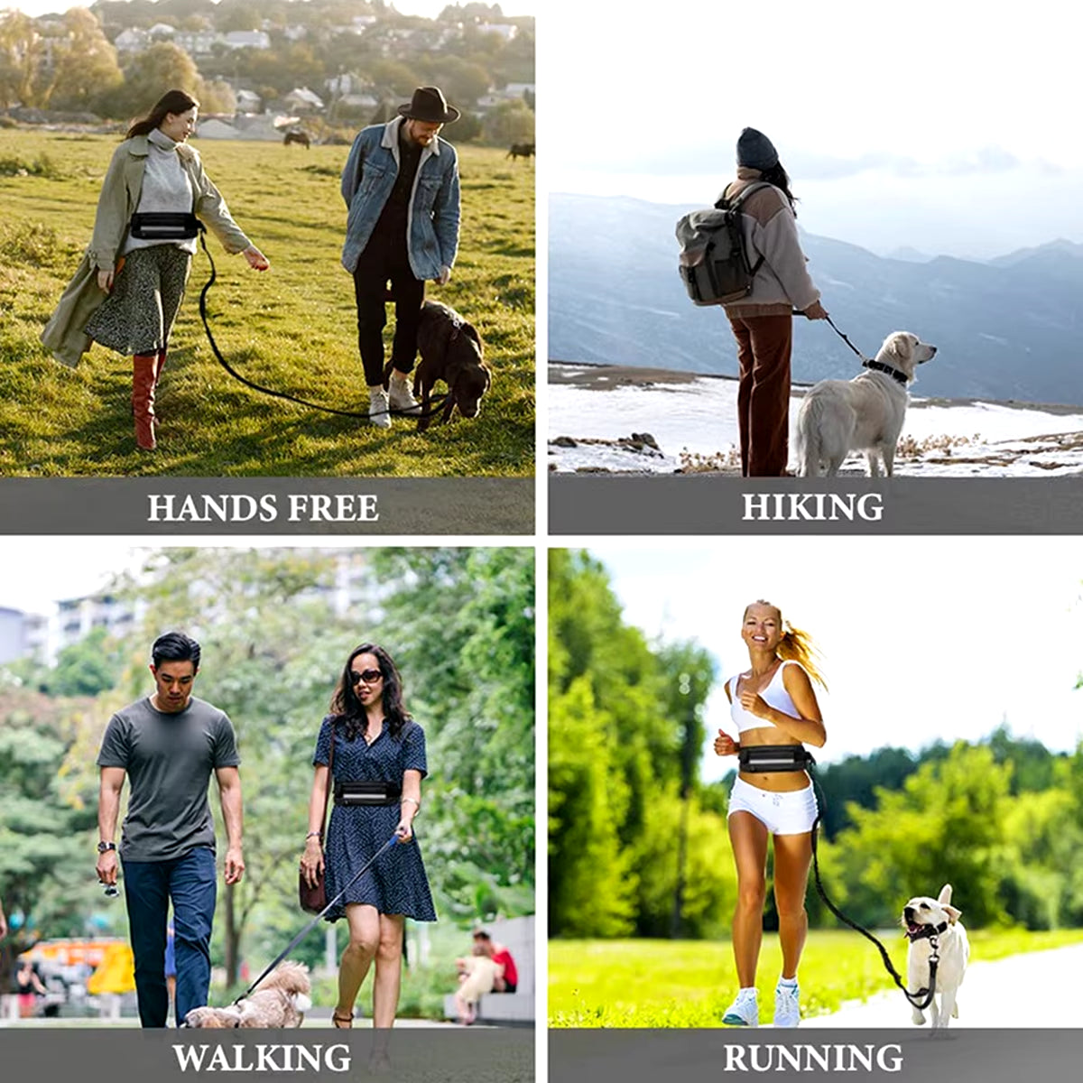 Hands Free Dog Leash for Running Walking Reflective Leash with Waist Bag Retractable Elastic Belt Dog Traction Rope Pet Products