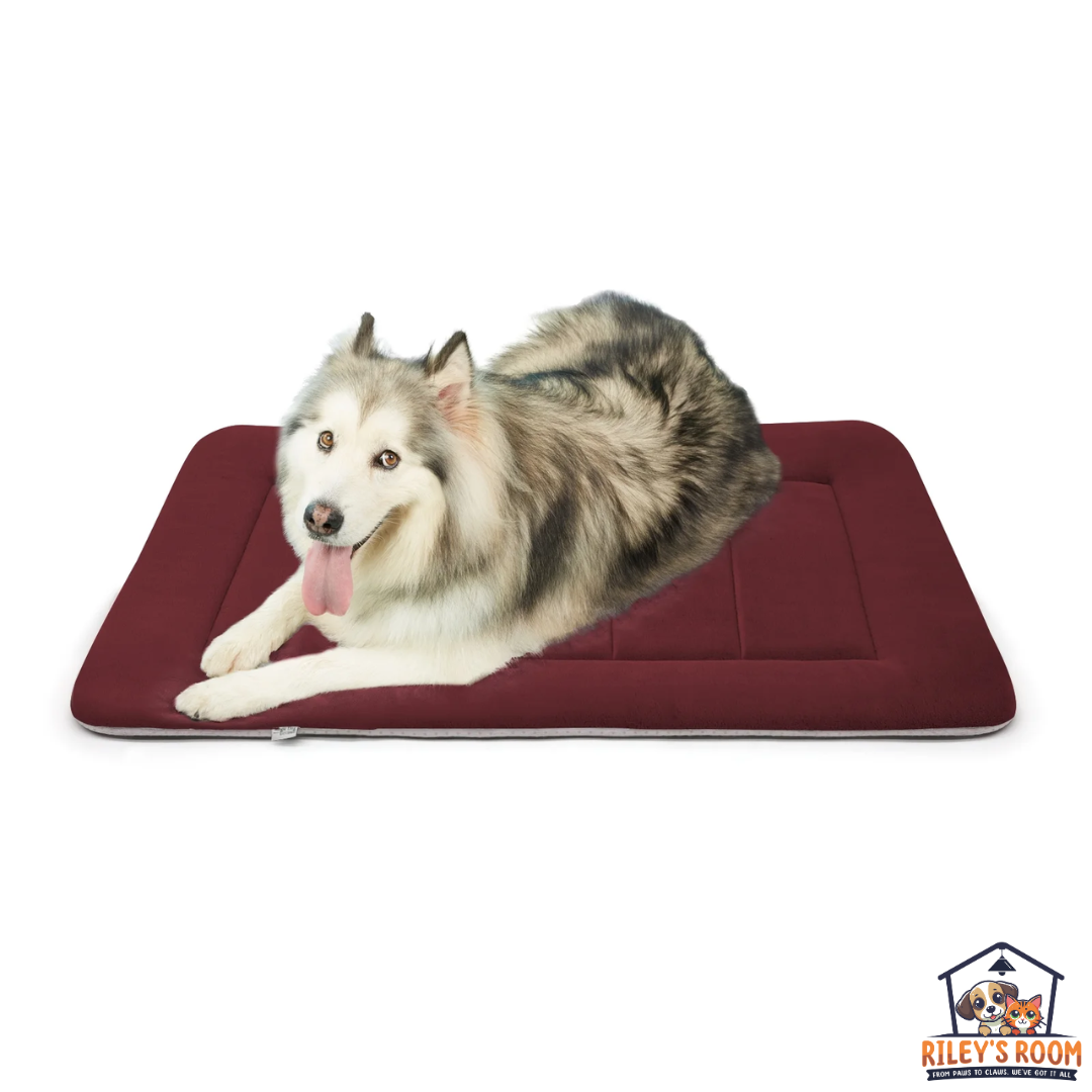 47" Dog Bed Washable Kennel Pad anti Slip Pet Crate Mat Burgundy