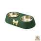 1PC Pet Pet Dog and Cat Food Bowls Bowtie Dog Food Drinking Double Bowl Pet Supplies