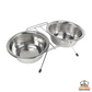 3 Piece Twin Stainless Steel Metal Non Slip Pet Cat Dog Feeding Bowl Dish Stand